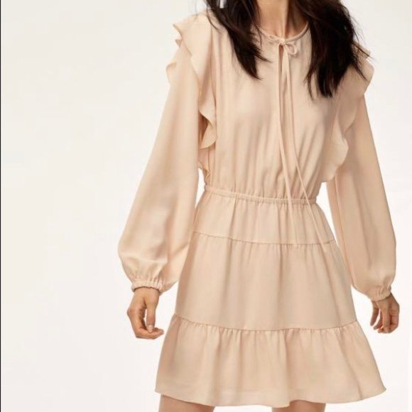 Aritzia Wilfred Marvelle Navy Short Ruffle Dress - Picture 3 of 4